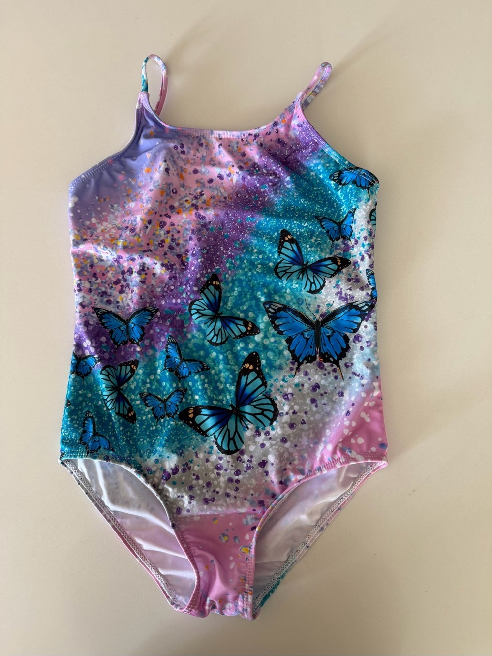 Girls Butterfly Print One-Piece Swimsuit